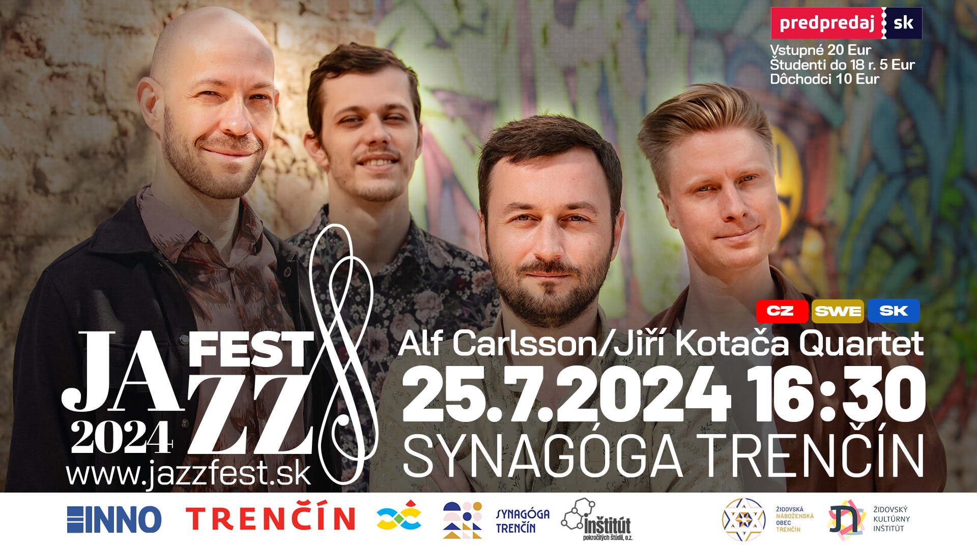 Koncert Alf Carlsson/Jiří Kotača Quartet v Synagóge Trenčín 25.7.2024 o 16:30 — JazzFest Trenčín